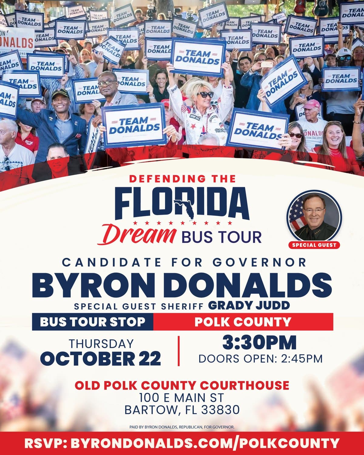 Byron Donalds Defending the Florida Dream Bus Tour: Polk County Stop with Sheriff Grady Judd