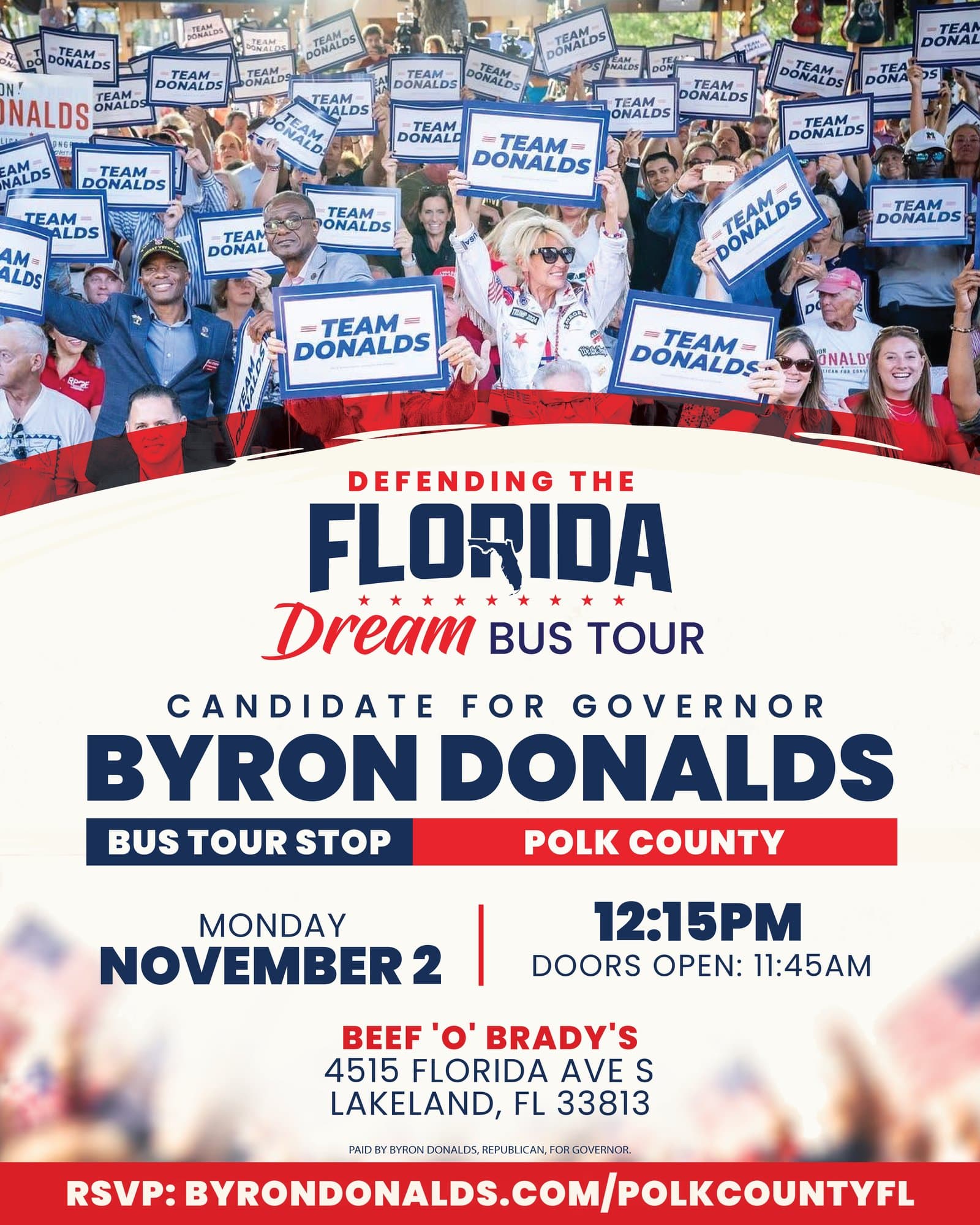 Byron Donalds Defending the Florida Dream Bus Tour: Polk County Stop